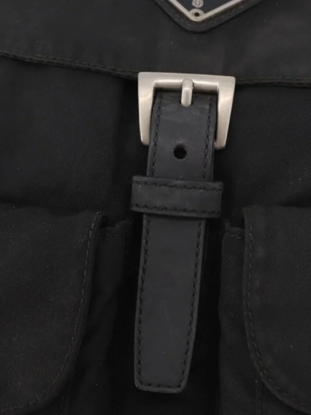 PRADA Backpack Nylon Black Silver Auth 179537
